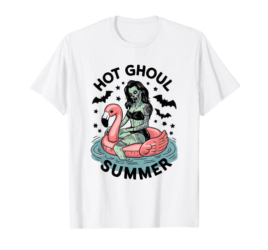 Hot Ghoul Summer Funny Zombie Gothic Spooky Retro Halloween T-Shirt