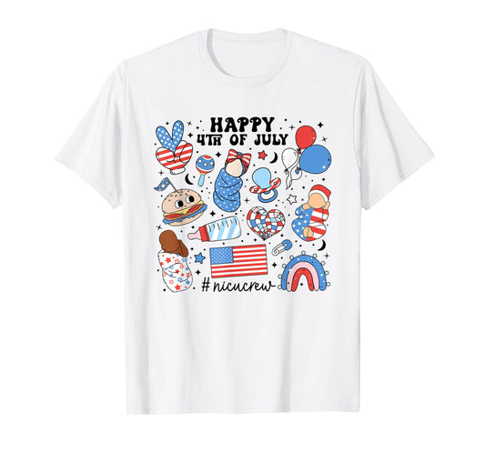 4th Of July NICU Nurse Neonatal Intensive Care Unit Nurse Women Men T-Shirt