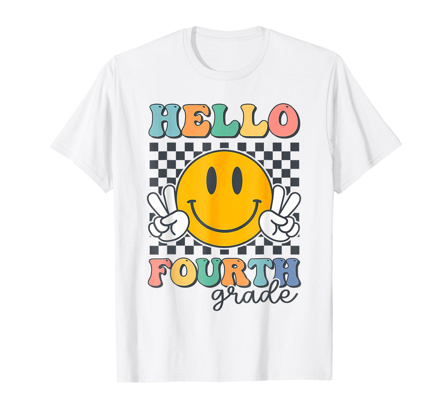 Hello Fourth Grade Retro Smile Team 4th Grade Back to School T-Shirt