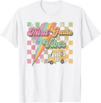 Retro Third Grade Vibes Back To School Teachers Student Kids T-Shirt
