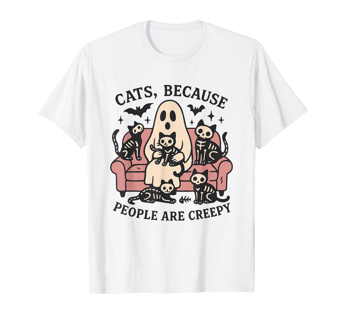 Cats Because People are Creepy Halloween Black Cat Mom Women T-Shirt