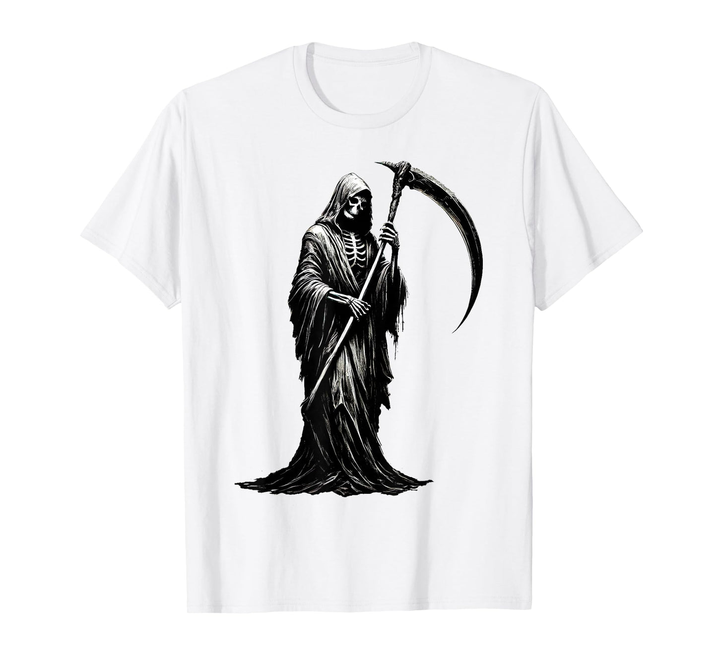 Grim Reaper Gothic Cloaked Skeleton Goth Memento Mori Design T-Shirt