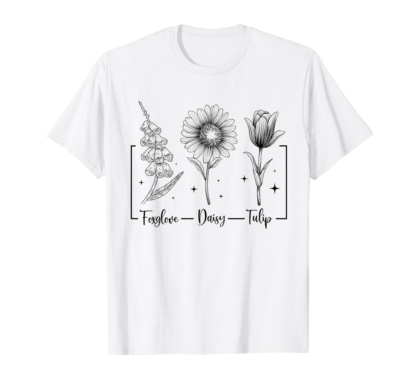 Vintage Floral Plant Foxglove Daisy Tulip Flowers Mom Women T-Shirt
