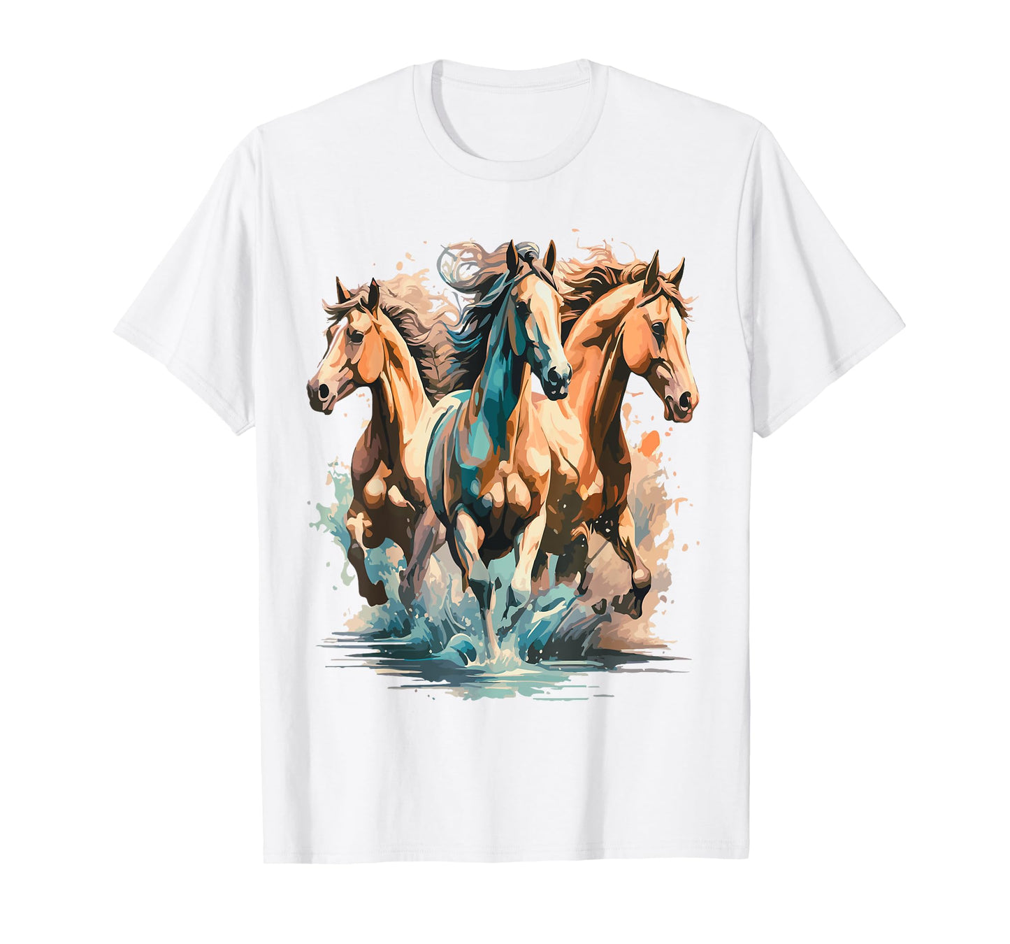 Running Crazy Wild Horses Gift Teenage Girls Boys Men Women T-Shirt