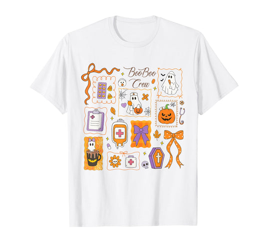 Coquette Boo Boo Crew Halloween Nurse, Funny Nurse Ghost T-Shirt