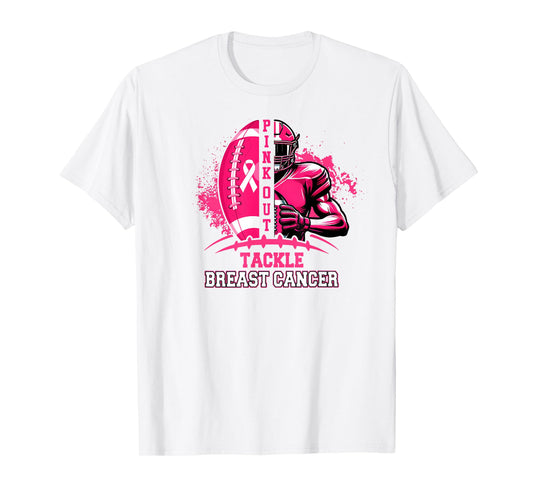 Football Game Day Pink Out Tackle Breast Cancer Awareness T-Shirt