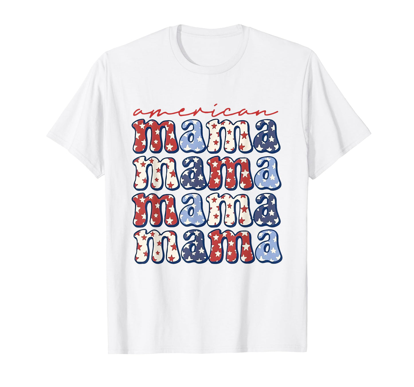 Retro Groovy American Mama 4th Of July Patriotic Mom Women T-Shirt