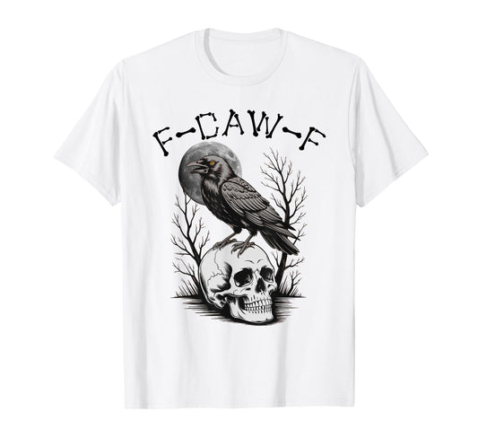 (ON Back) Black Crow, F-Caw-F Funny Black Bird Moon Gothic T-Shirt