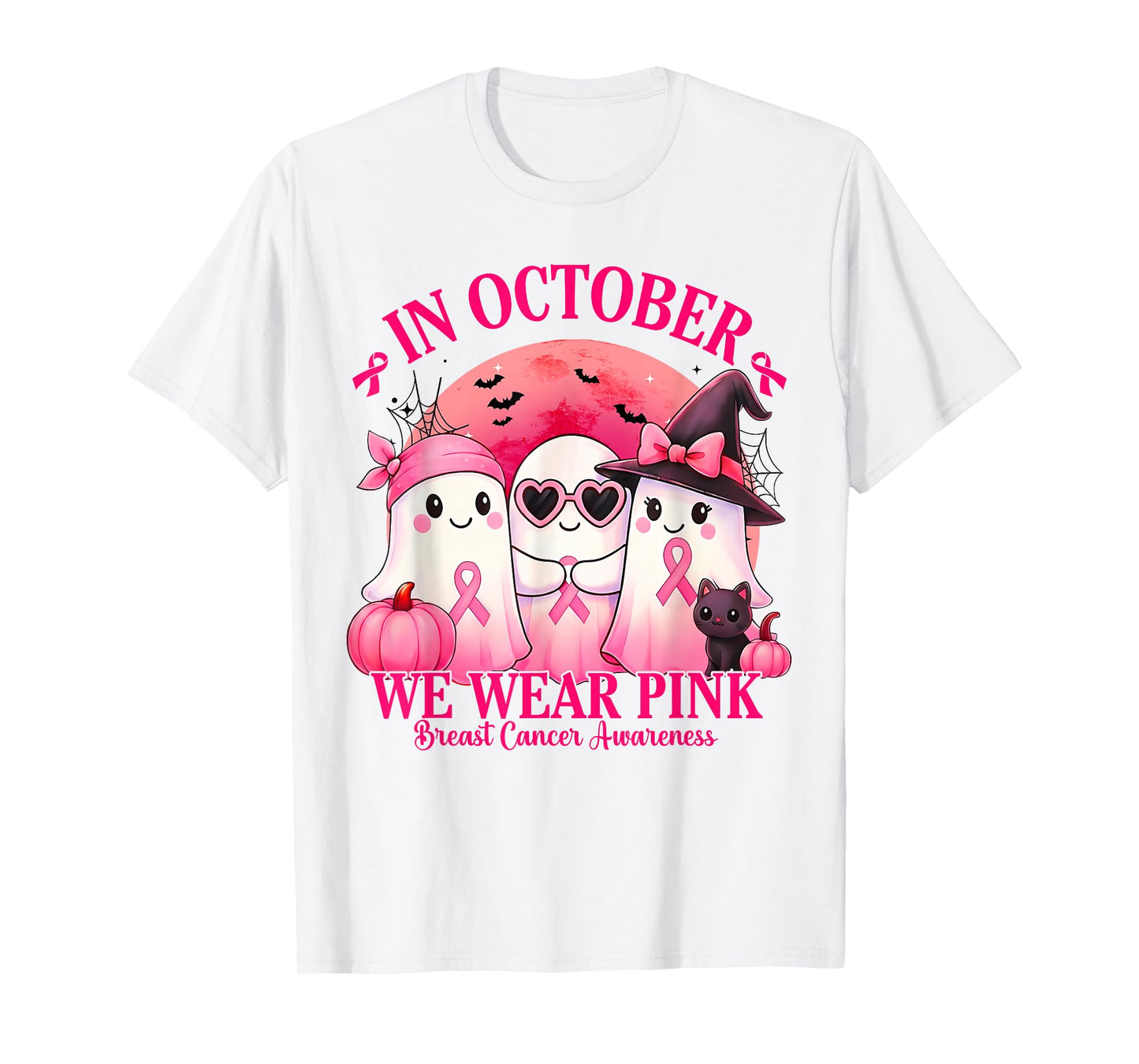 Breast Cancer Halloween Women in October We Wear Pink T-Shirt