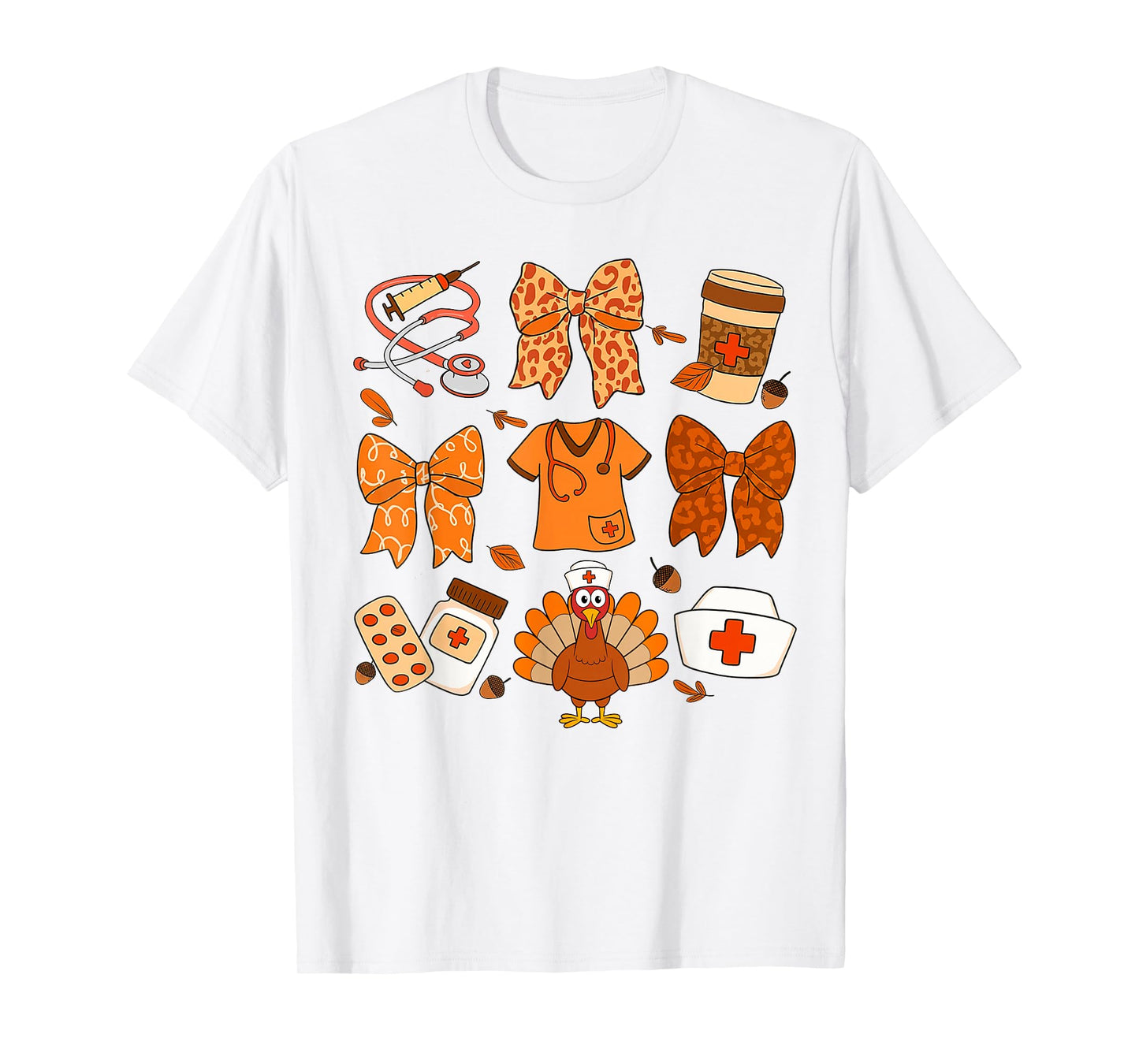 Fall Vibes Thanksgiving RN ICU Nurse Squad Nursing Turkey T-Shirt