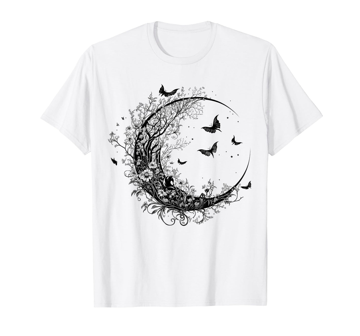 Cute Fairycore Floral Moon Aesthetic Girls Women Graphic T-Shirt