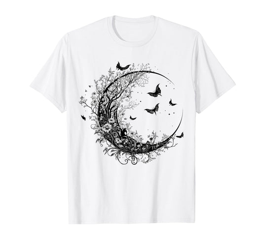 Cute Fairycore Floral Moon Aesthetic Girls Women Graphic T-Shirt
