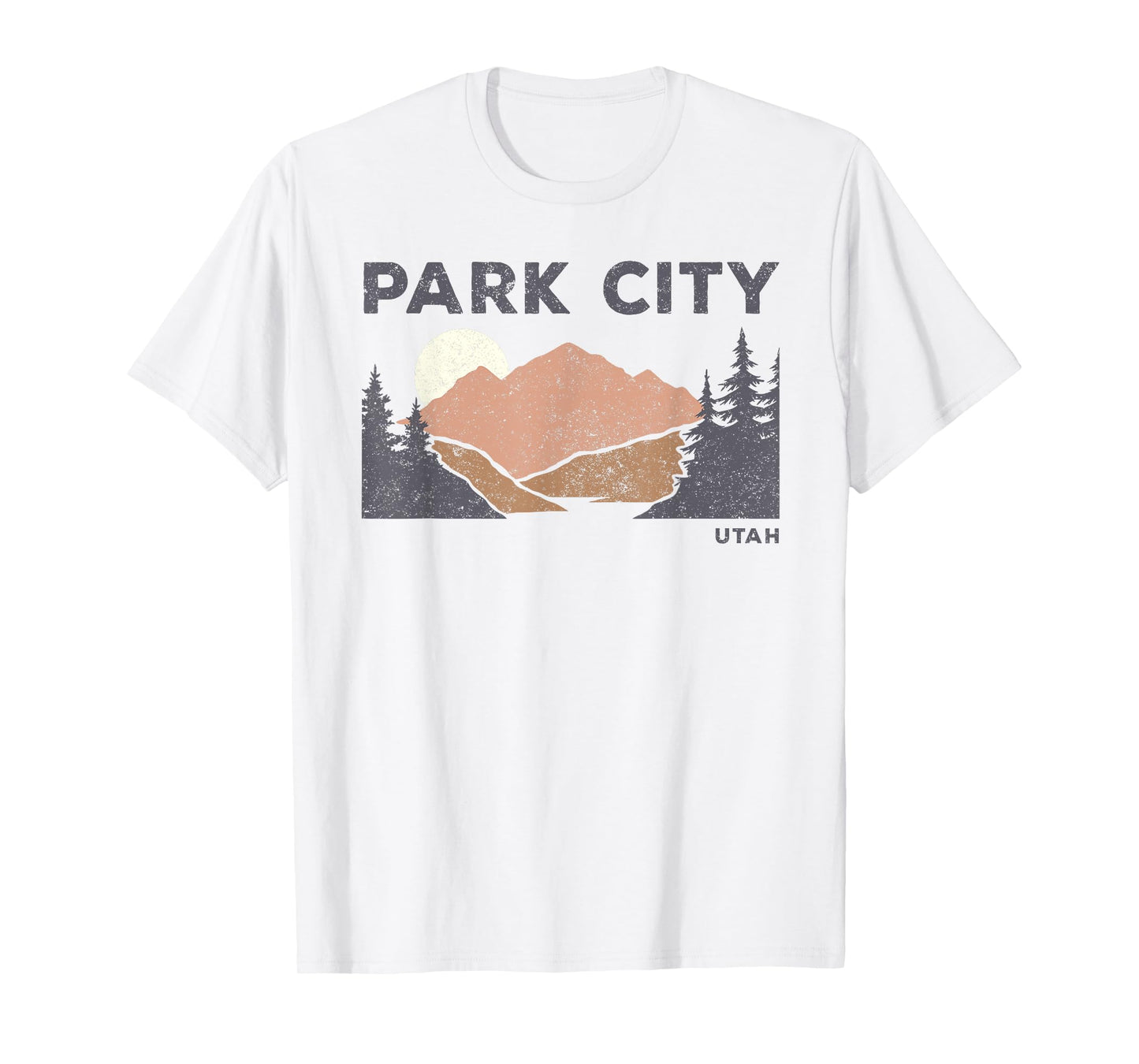 Vintage Retro Park City Utah Faded Mountain Forest Hiking T-Shirt