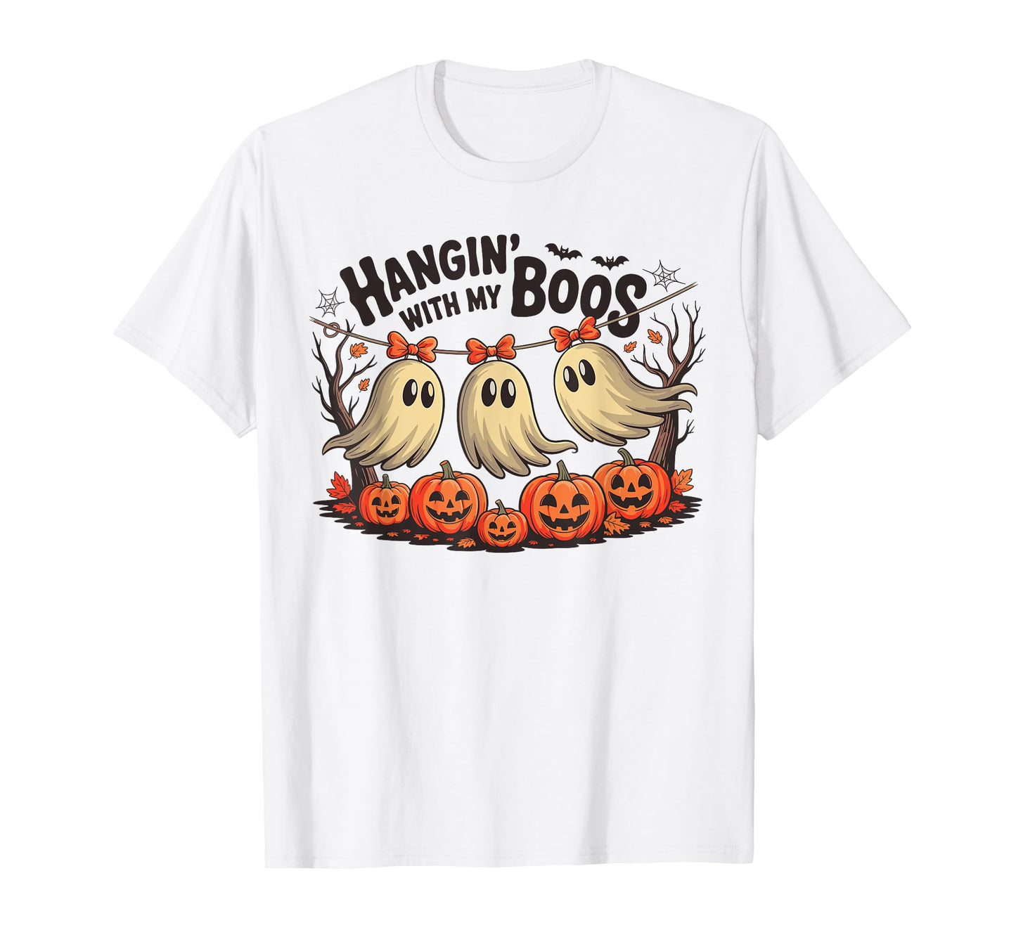Hangin' with My Boos Ghost Halloween Pumpkin Spooky Season T-Shirt