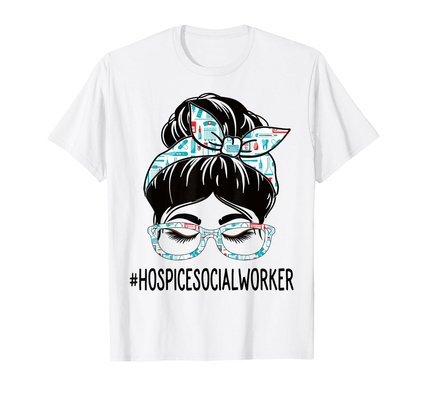 Hospice Social Worker Week Appreciation Day Women Messy Bun T-Shirt