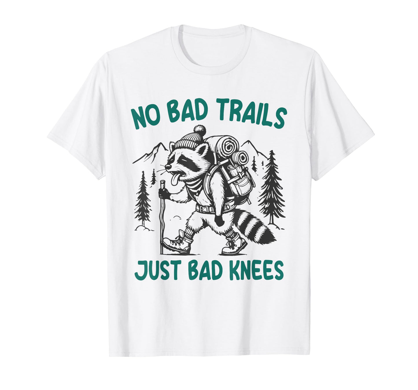 Vintage No Bad Trails Just Bad Knees Hiking Bear T-Shirt