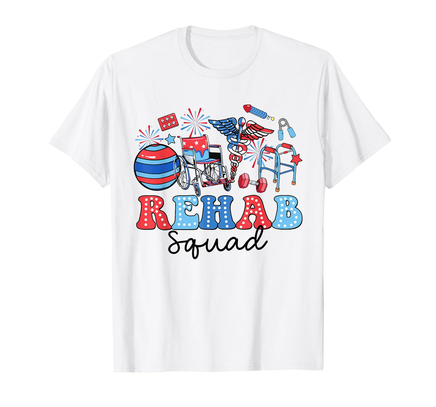 Retro Rehab Squad American Flag Rehab Nurse 4th Of July Women Men T-Shirt