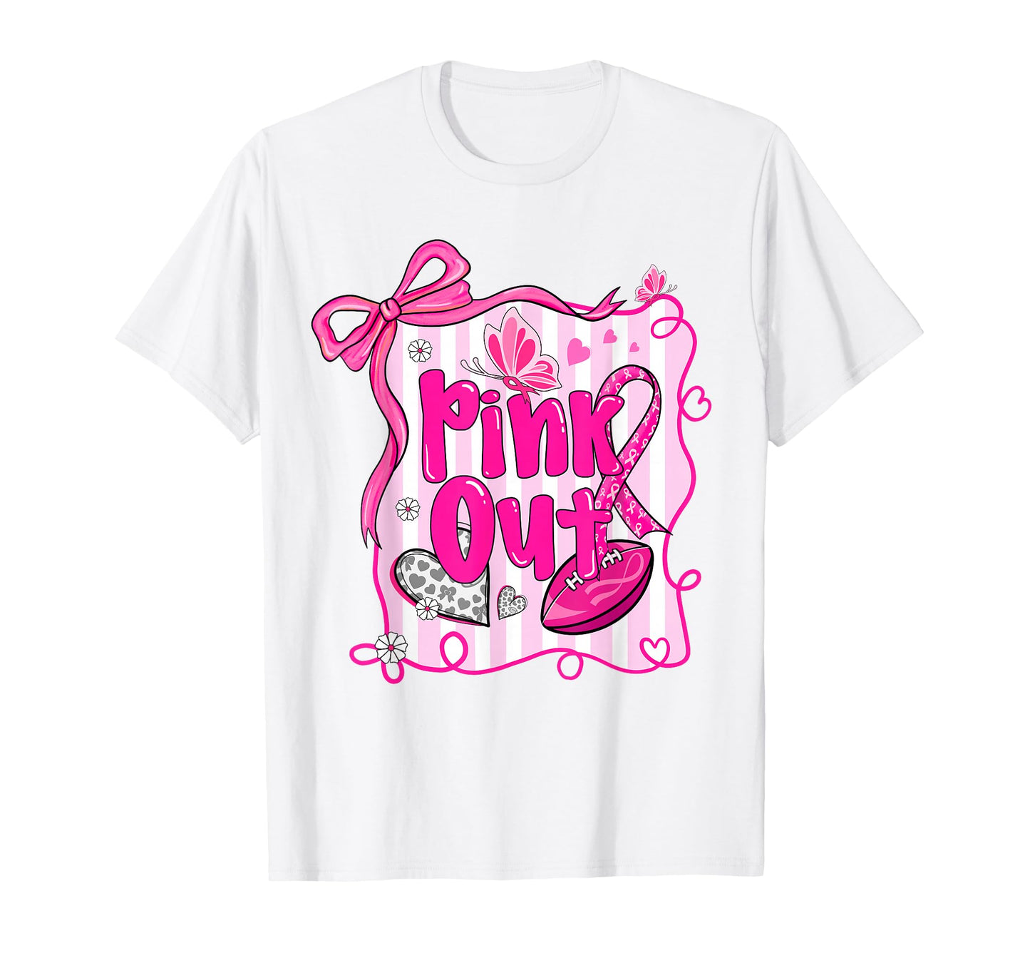 Breast Cancer Ribbon Pink Out Awareness Women Girls Kid T-Shirt