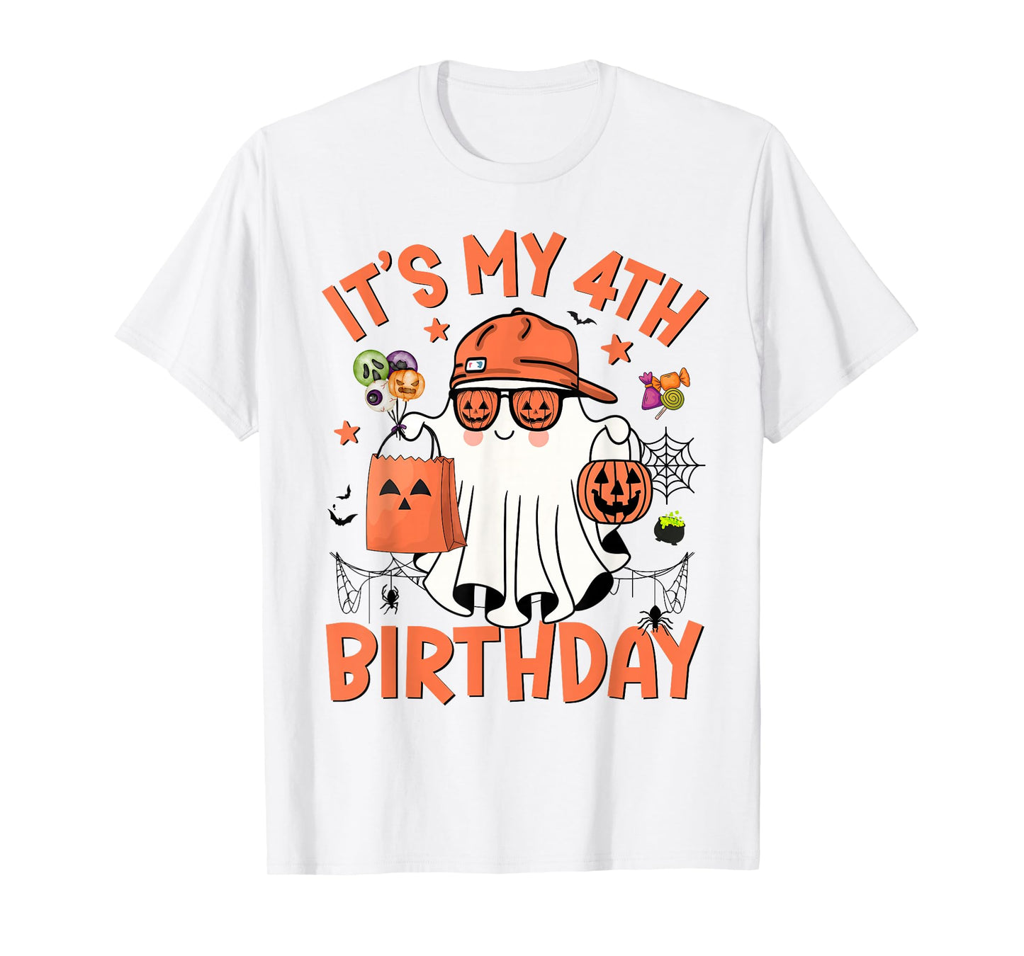 It's My 4th Birthday Funny Halloween Ghost Boo 4th Bday Boys T-Shirt