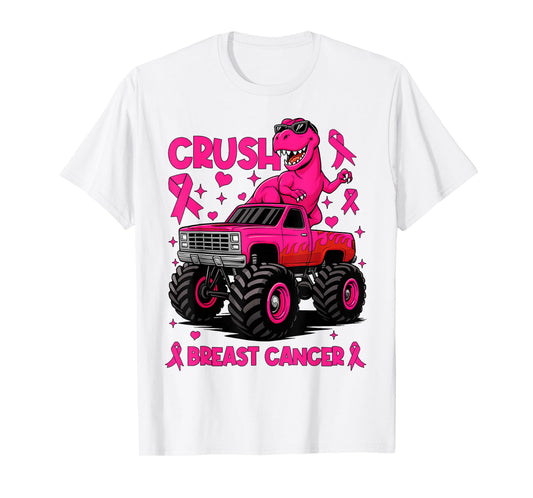 Crush Breast Cancer Awareness Monster Truck Toddler Boy Kids T-Shirt