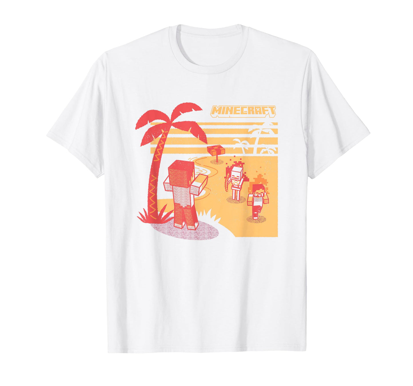 Minecraft Mobs Invading The Beach Retro Poster T-Shirt