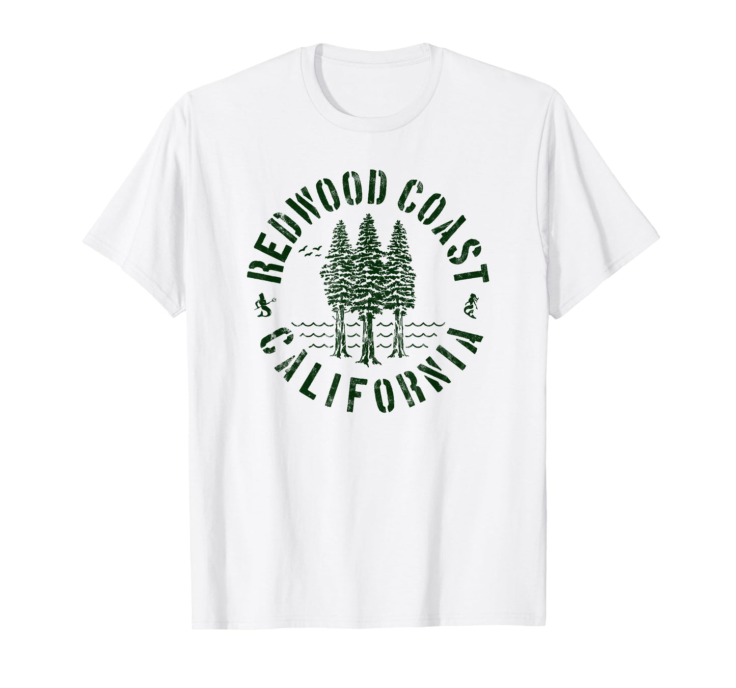 Redwood Coast California Trees Forest Ocean Outdoors Camping T-Shirt