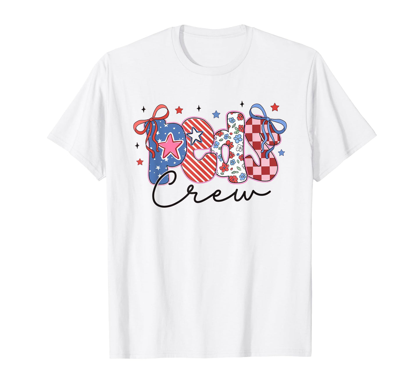 Peds Crew Retro 4th of July Pediatric Nurse Independence Day T-Shirt