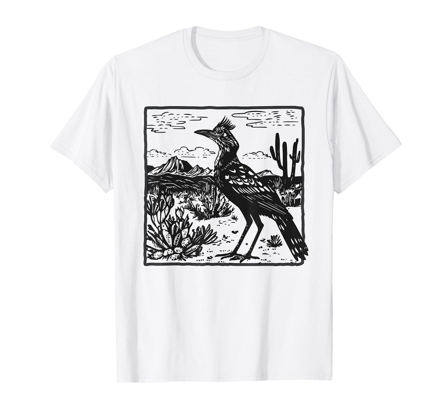 Mexican Linocut Art Latin American Desert Print Roadrunner T-Shirt