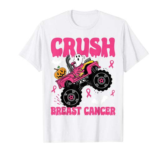 Crush Breast Cancer Awareness Monster Truck Halloween kids T-Shirt