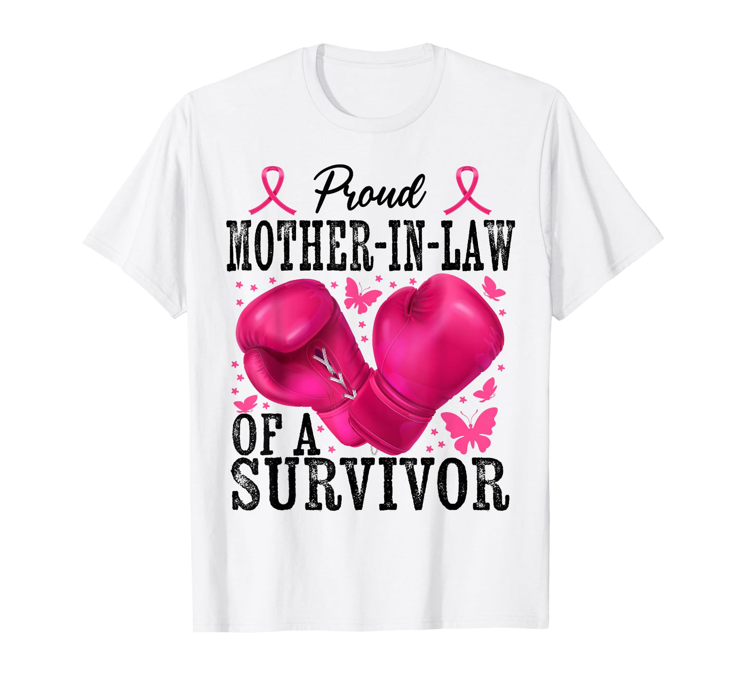 Proud Mother-in-law Of Survivor Breast Cancer Boxing Gloves T-Shirt