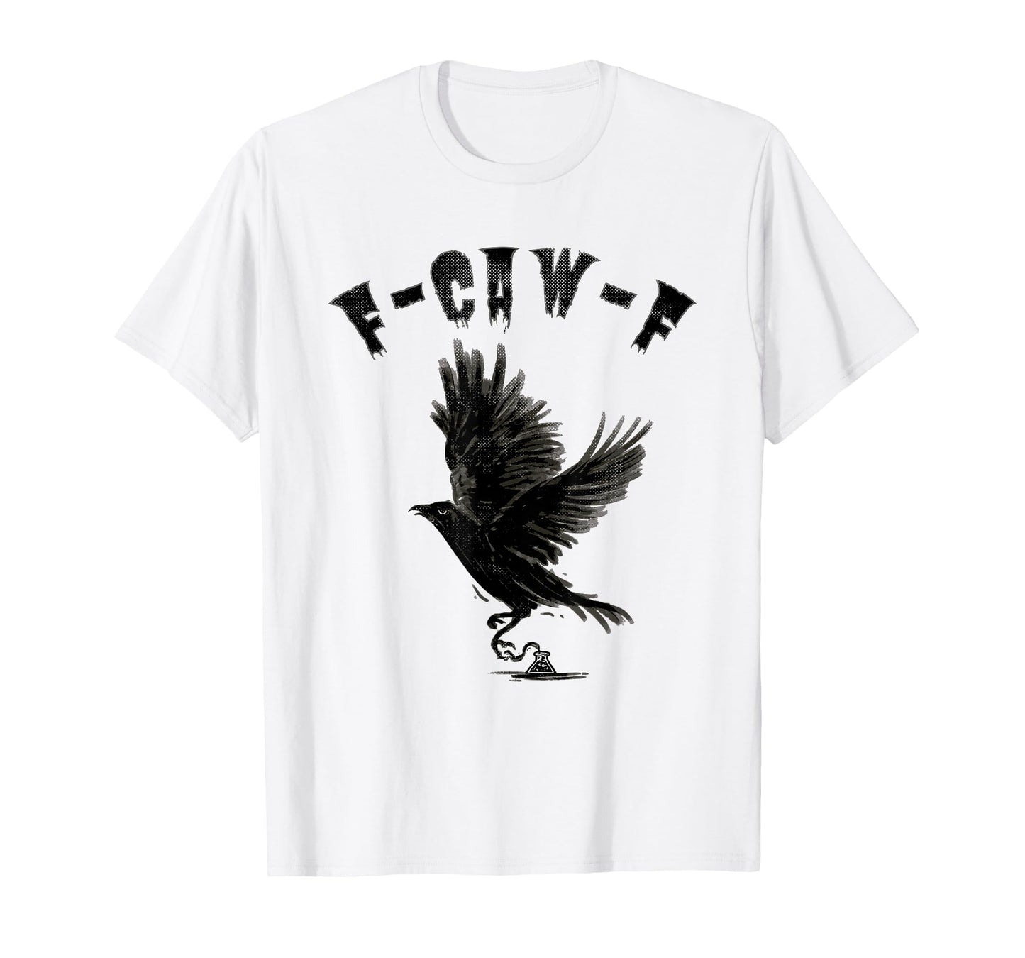 Dark Crow Raven Art F-CAW-F Gothic Flying Bird Design T-Shirt