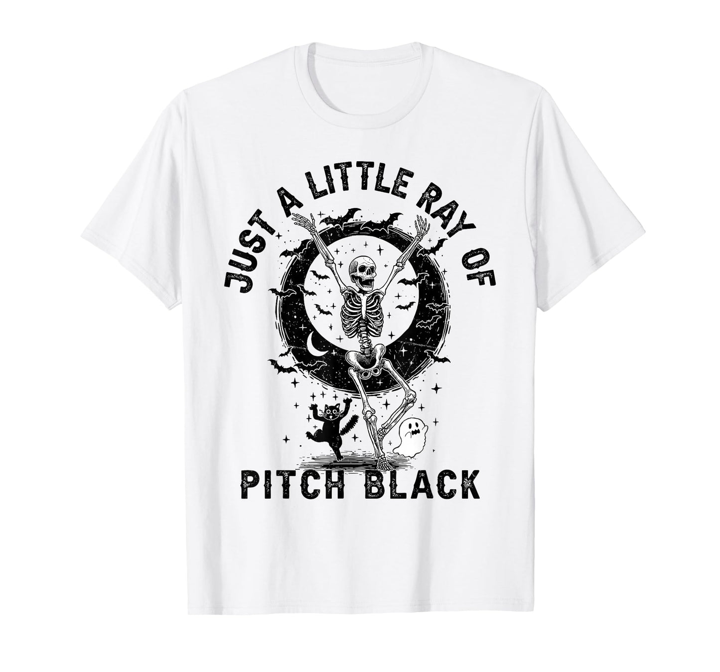 Vintage Just A Little Ray of Pitch Halloween Skeleton Spooky T-Shirt