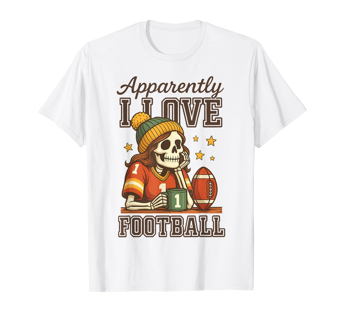 Apparently I Love Football Skeleton Football T-Shirt