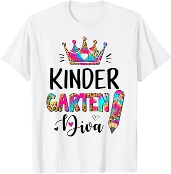 Crush Kindergarten Diva Leopard Tie Dye Back to School Kids T-Shirt