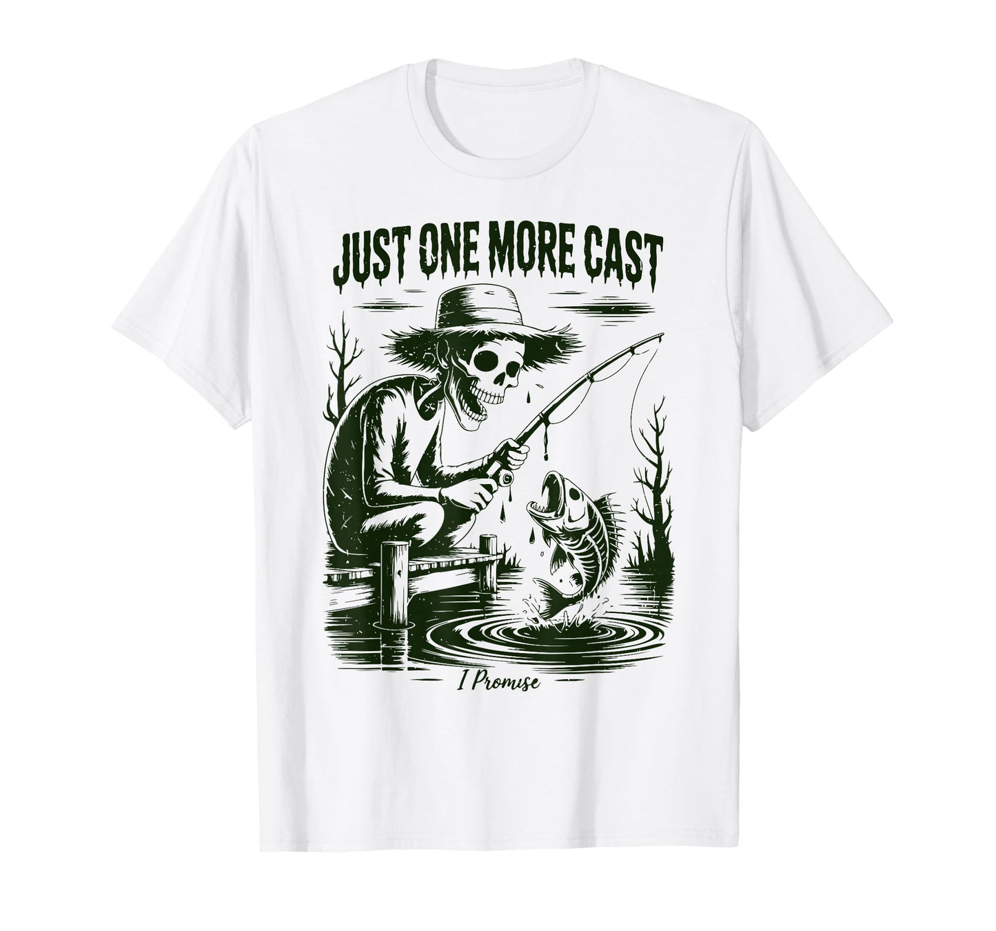 Just One More Cast Skeleton Fishing Halloween Best Fisherman T-Shirt