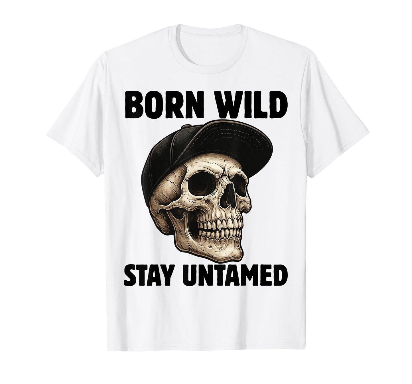 Skull in Cap Street Style Urban Art Skeleton T-Shirt