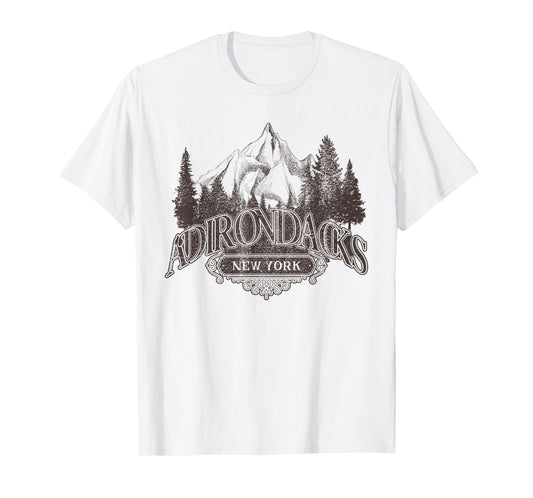 Adirondacks New York Mountains Vintage Biker Patch T-Shirt