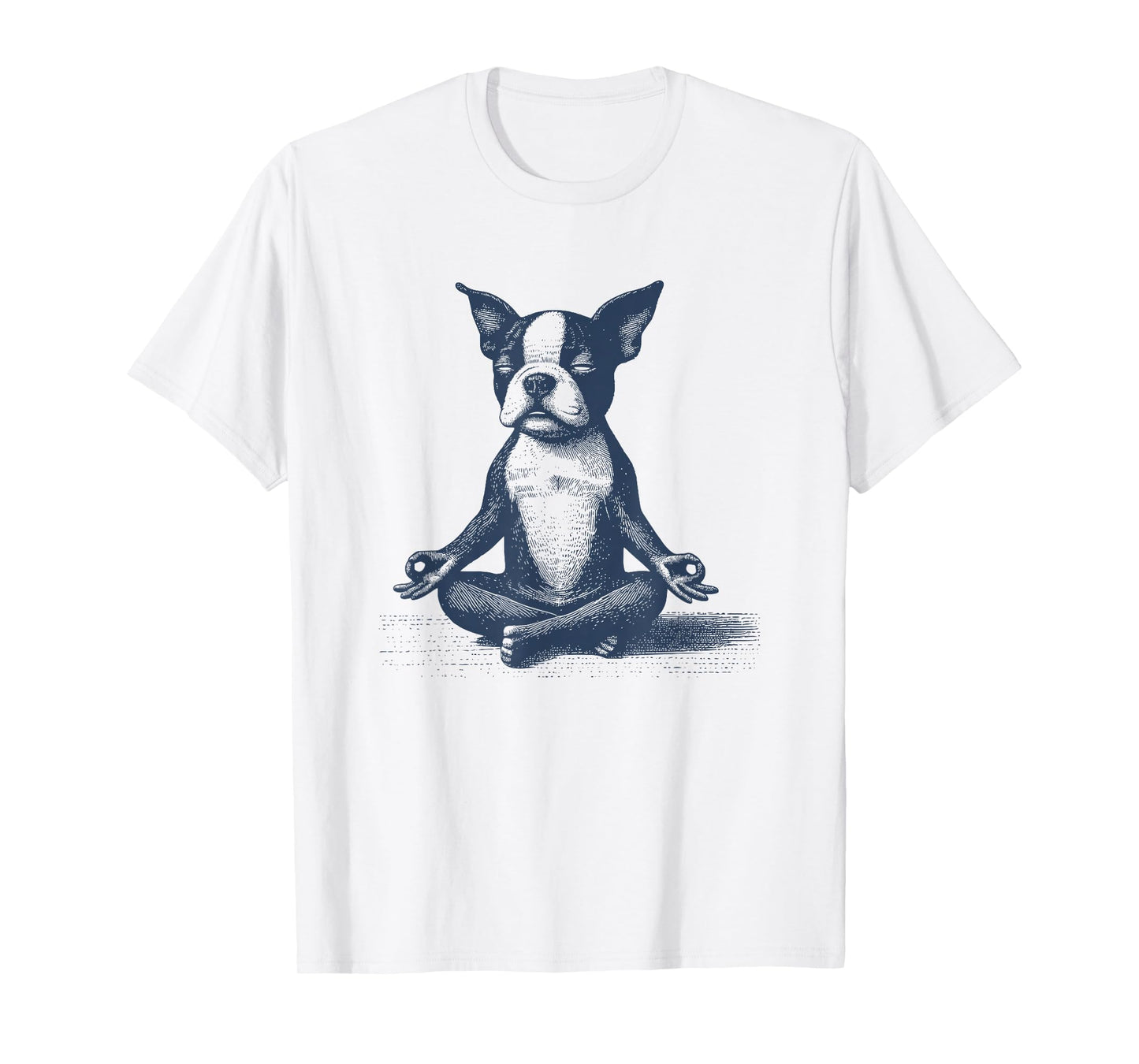 Boston Terrier Lotus Pose Meditating Dog Zen Yoga Class T-Shirt