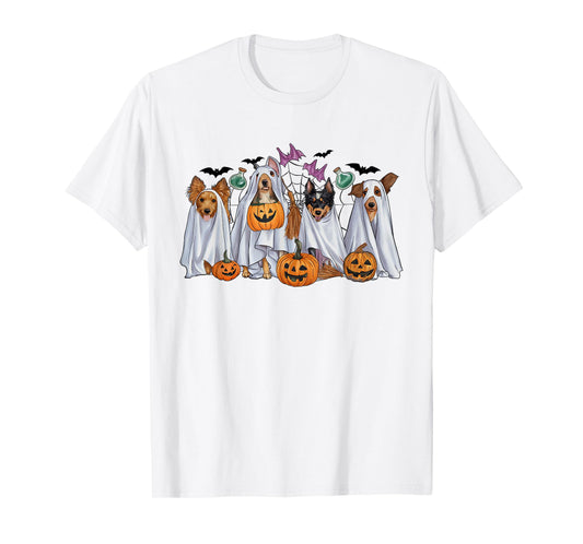 Halloween Boo Dogs Ghost Pumpkins Spooky Dog Lover Outfit T-Shirt for Men Women Girls Kids