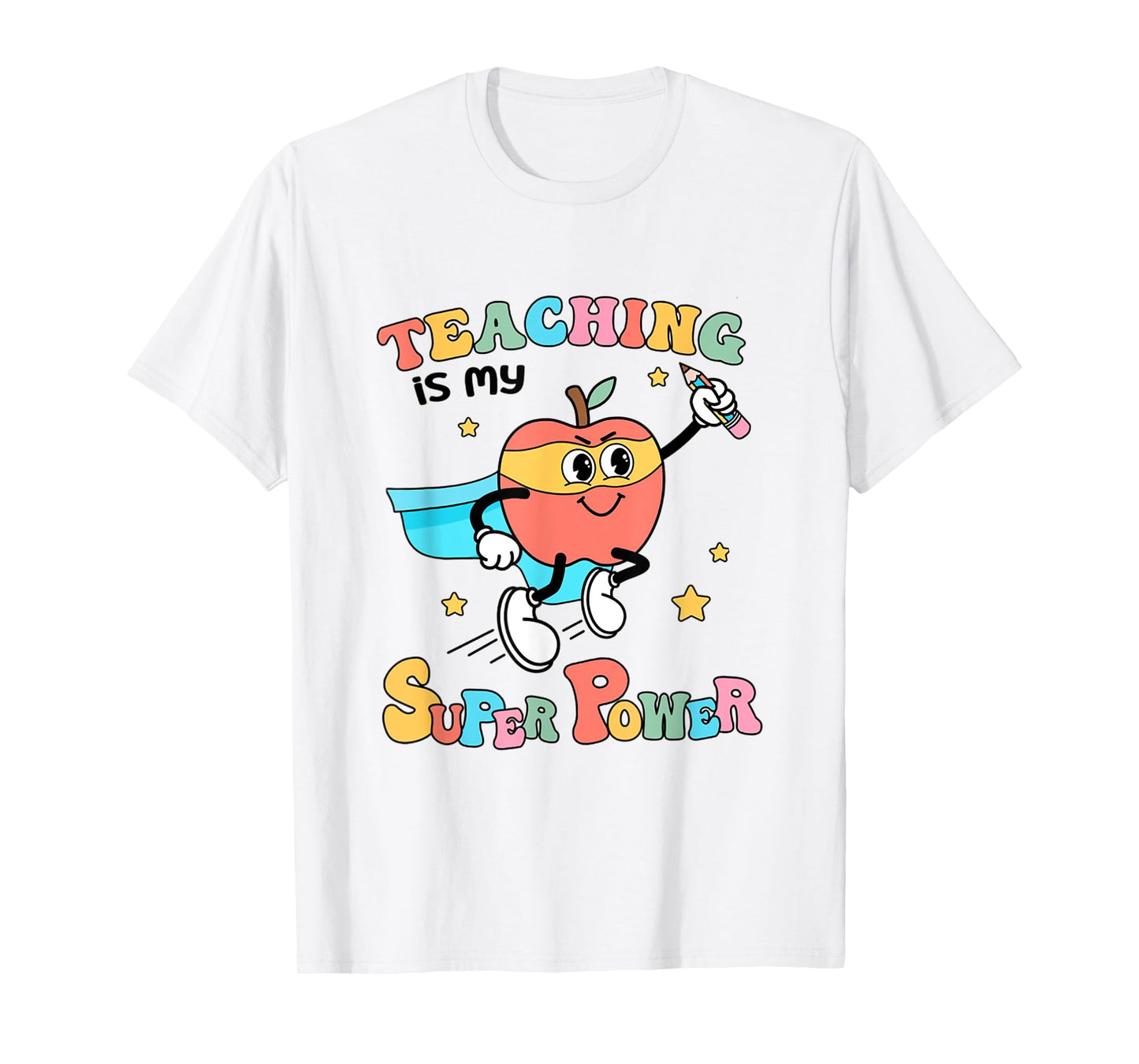 Retro Teaching Is My Superpower Apple Teacher Appreciation Men Women Kids T-Shirt