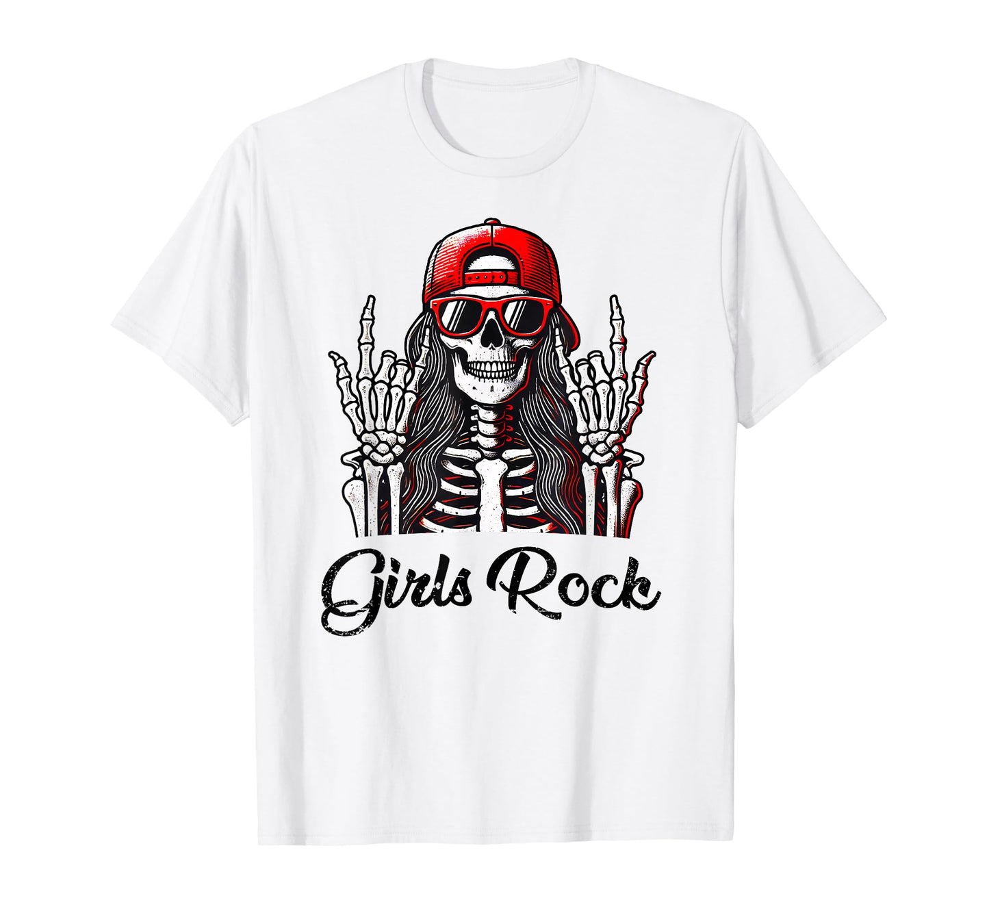 Girls Rock Rock'n Roll Girl Skeleton Rocker Cool Punk Rock T-Shirt