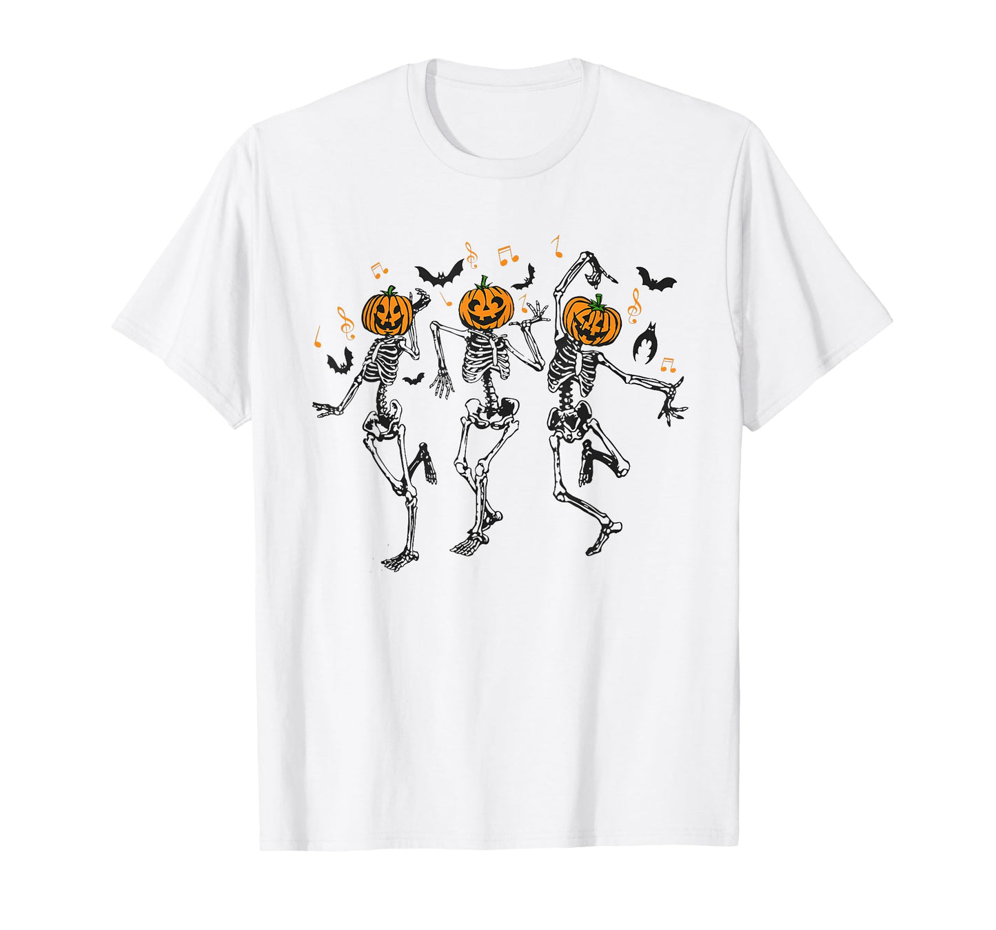 Retro Spooky Cute Fall Pumpkin Skeleton Dancing Men Women T-Shirt
