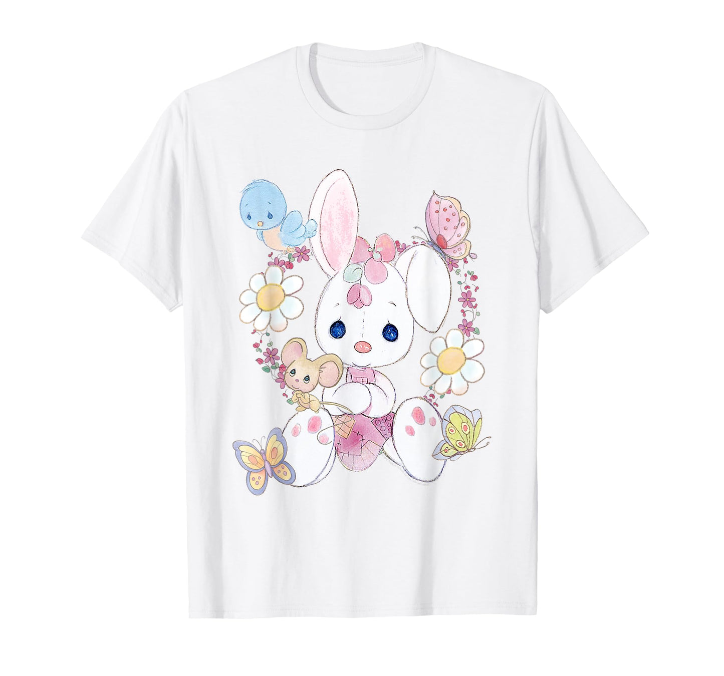 Precious Moments Cute Bunny Rabbit with Flowers T-Shirt