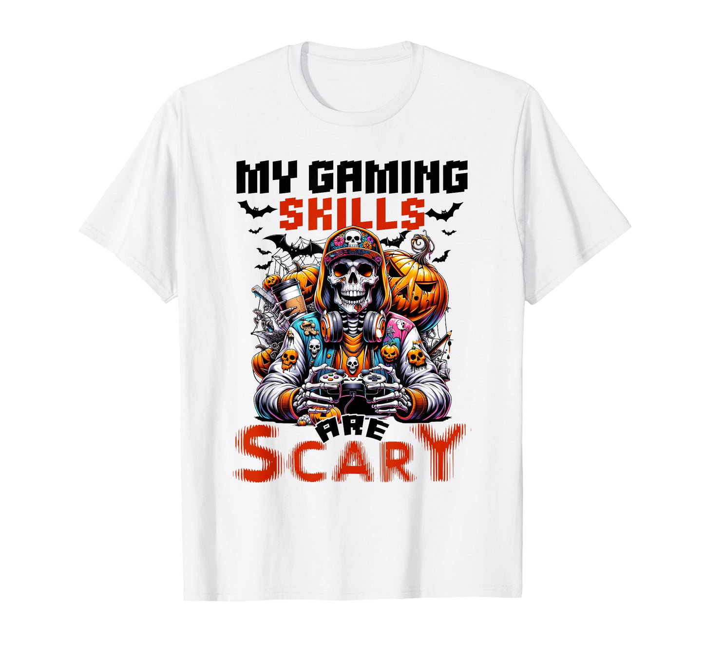 My Gaming Skills are Scary Halloween Gamer Boys Kids T-Shirt