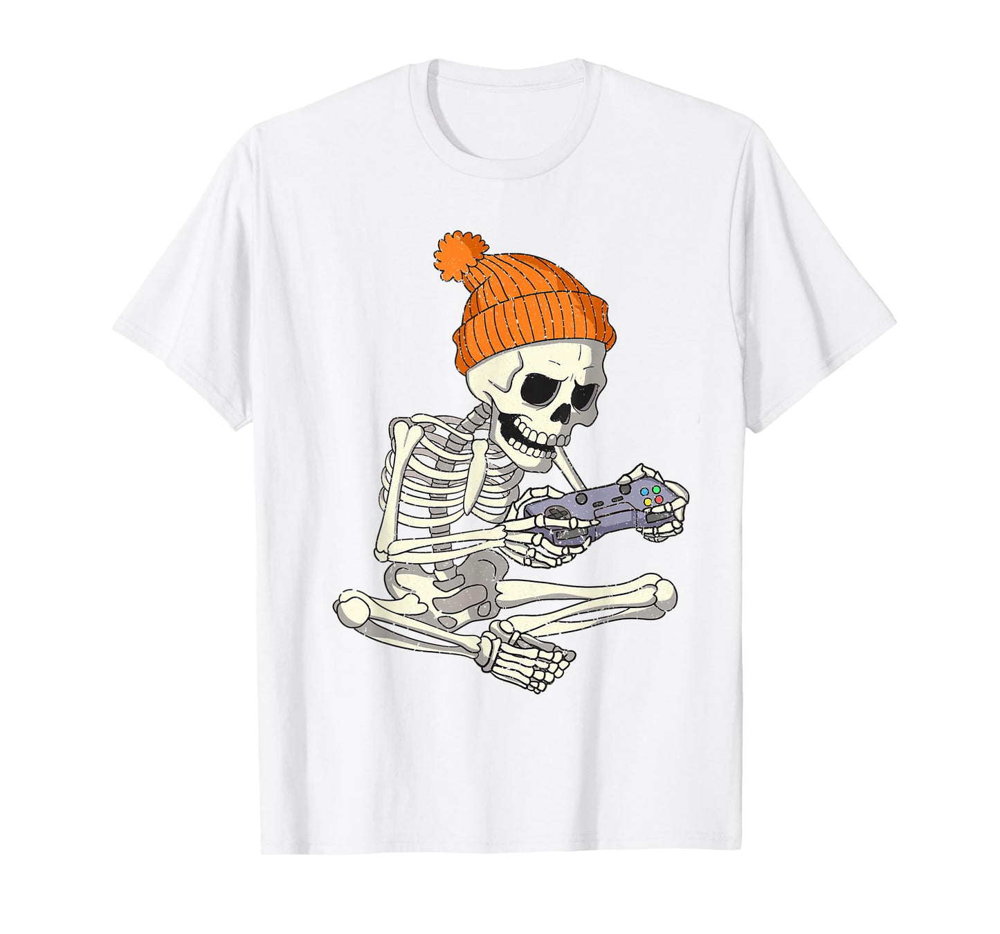 Funny Halloween Skeleton Gamer Video Games Boys Mens Gaming T-Shirt