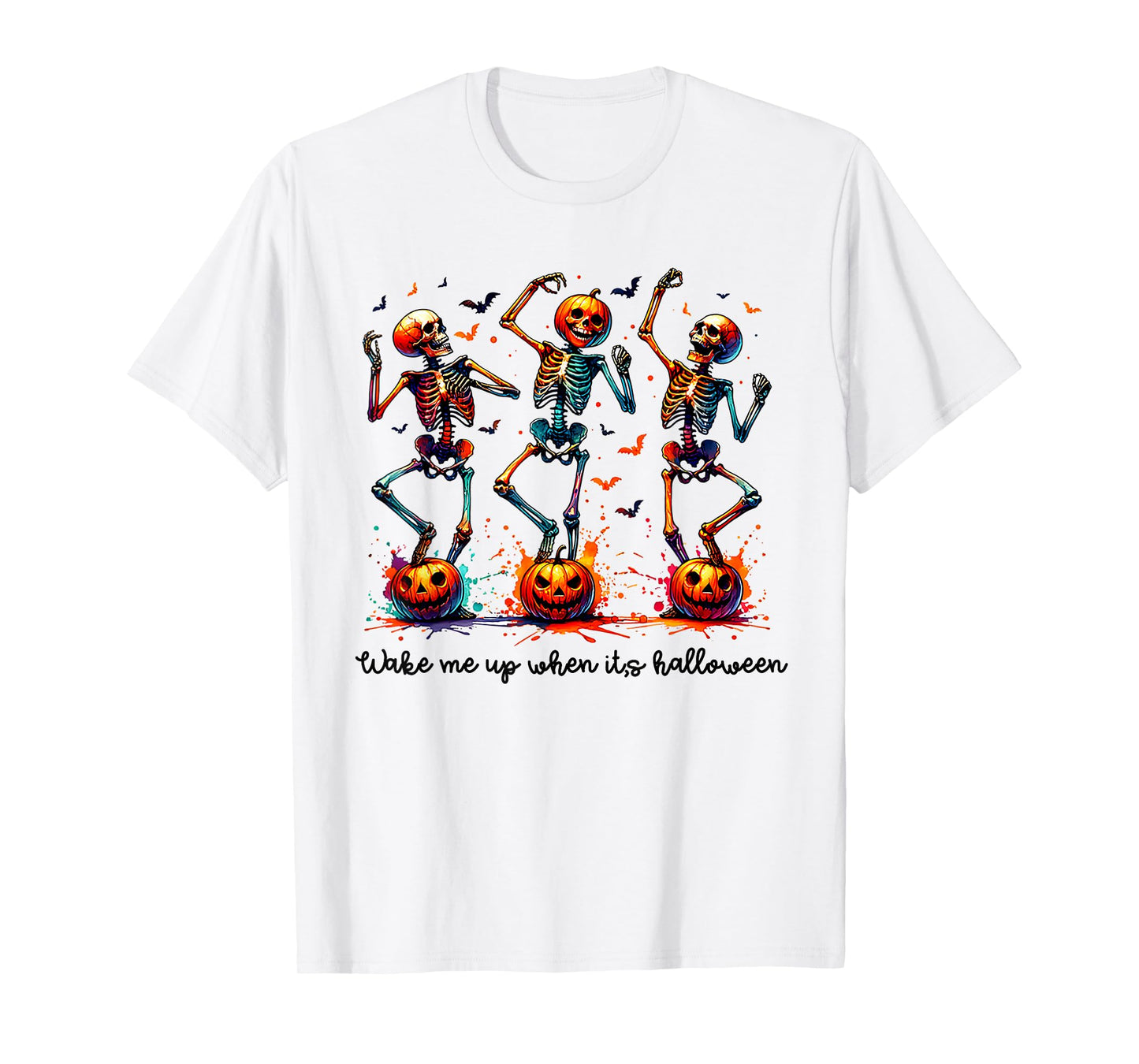 Wake Me When It's Halloween Funny Dancing Skeleton Halloween T-Shirt