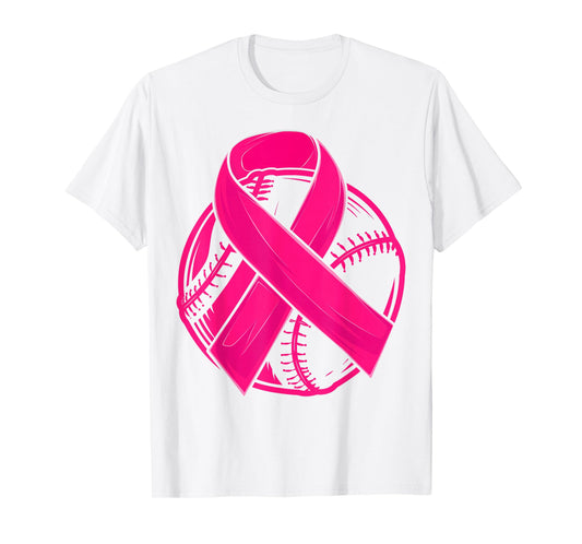 Baseball Awareness Pink Ribbon Baseball Breast Cancer T-Shirt