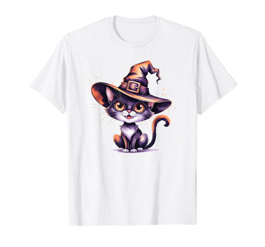 Cute Witch Black Cat Spooky Witches Squad Wizard Halloween T-Shirt