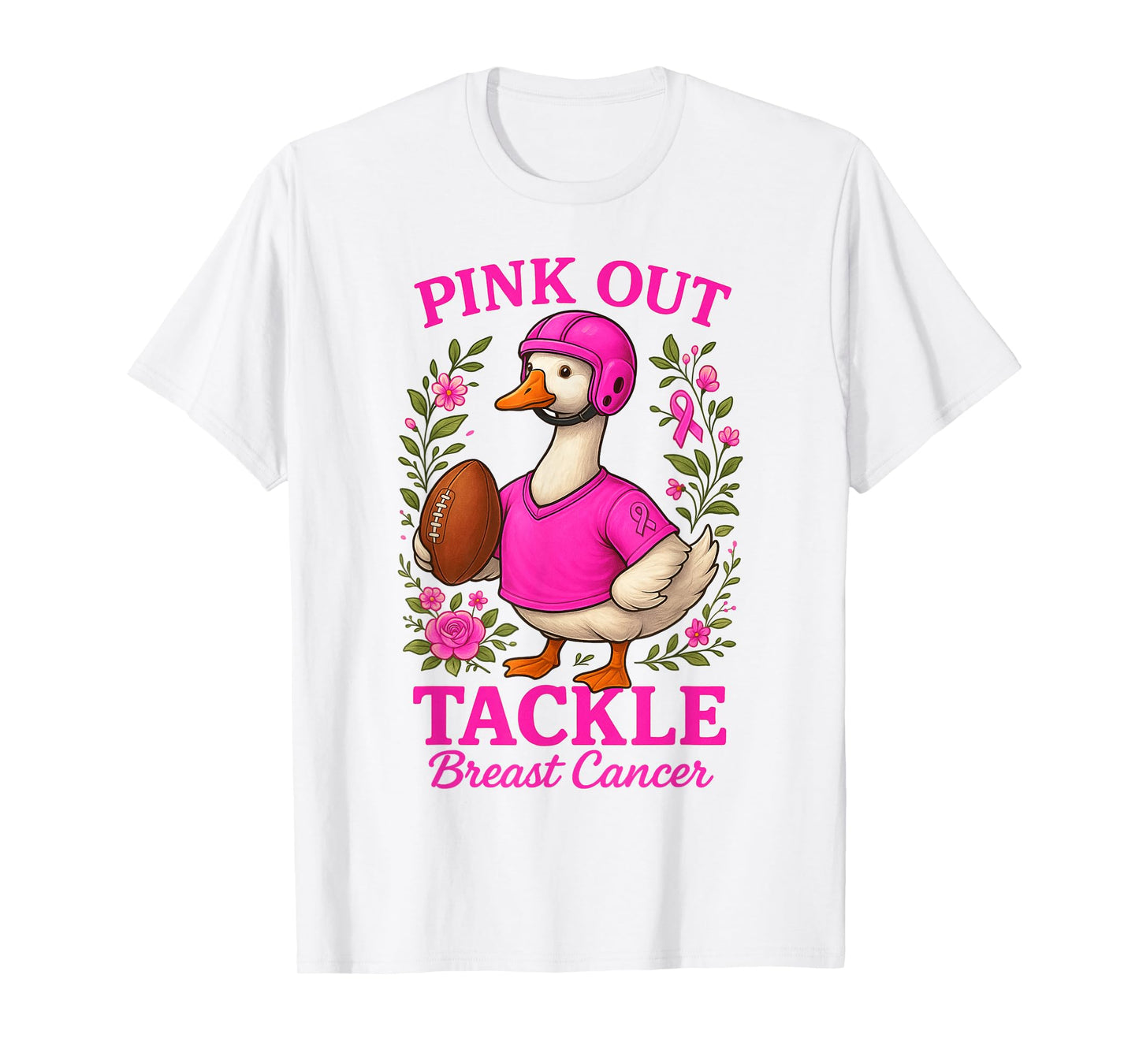 Pink Out Tackle Breast Cancer American Football Goose Women T-Shirt