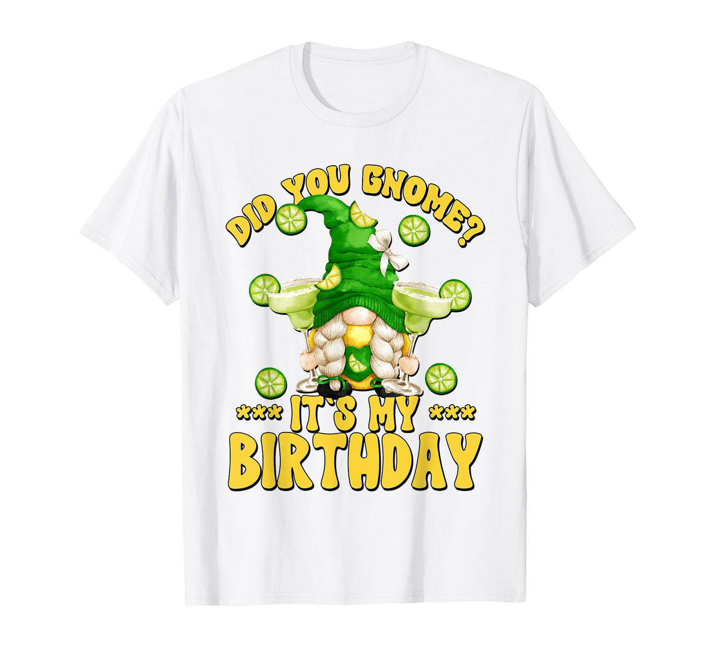 Drinking Margarita Birthday Party Gnome For Vacation Ladies T-Shirt